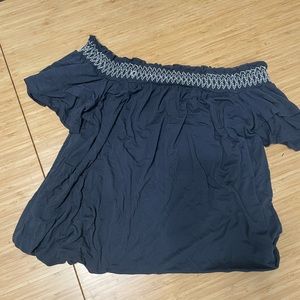 American Eagle Soft and Sexy Off the Shoulder navy blue smocked top